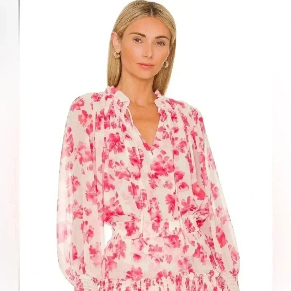 NWT Misa Los Angeles Cilo Top in Watermelon Blossom Size Large